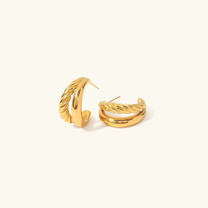Gold-Plated Layered Hoop Earrings for Women