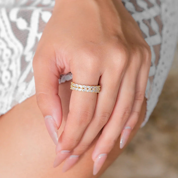 Gold-Plated CZ Open Ring for Women
