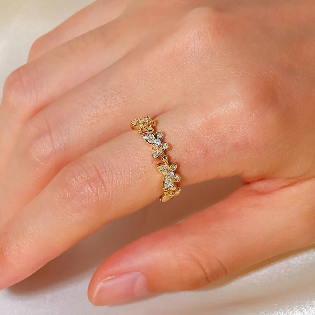 Gold-Plated CZ Butterfly Ring for Women