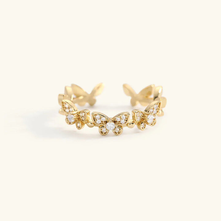 Gold-Plated CZ Butterfly Ring for Women