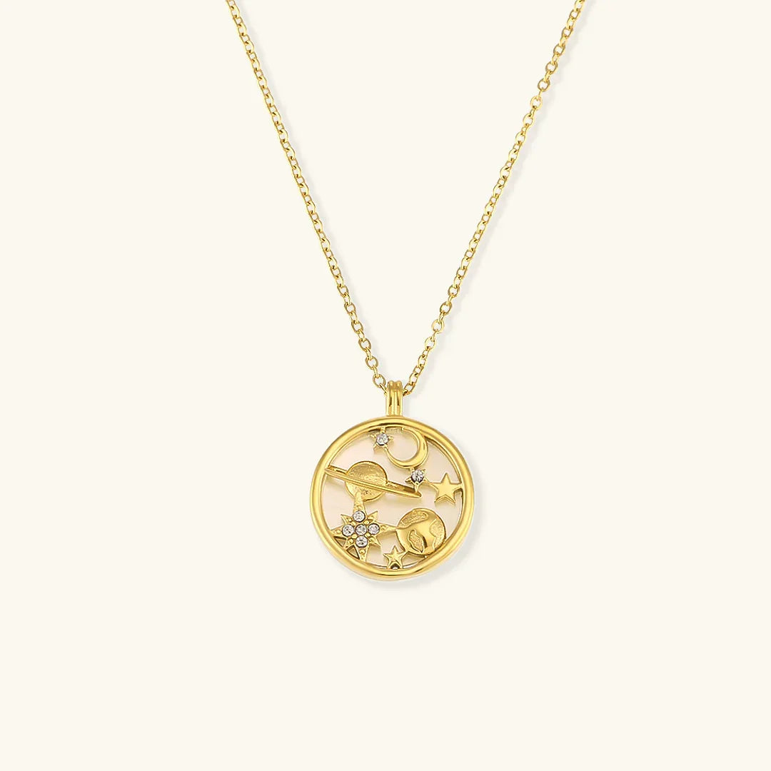 Gold-Plated Celestial Pendant Necklace For Women