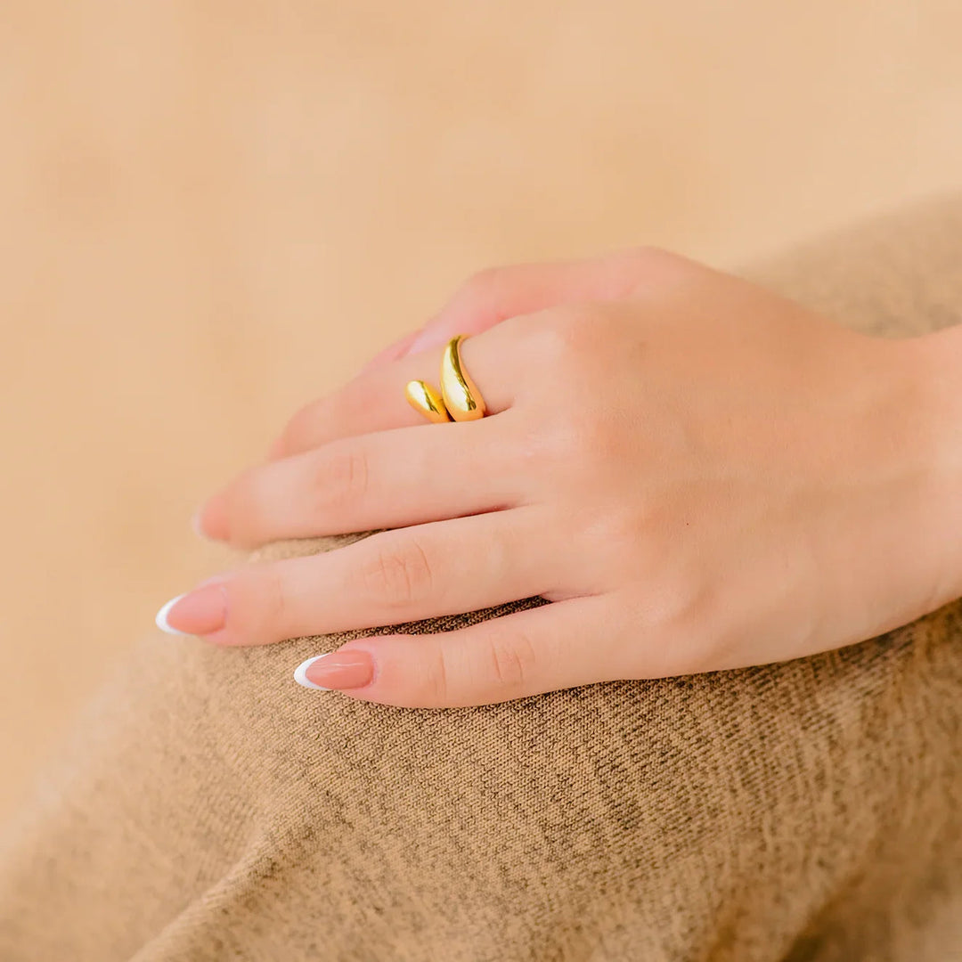 Gold-Plated Statement Adjustable Dome Ring for Women