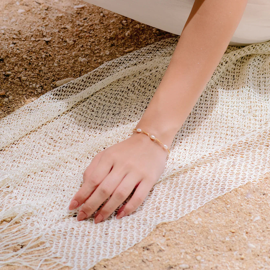 Gold-Plated Faux Pearl Bracelet for Women