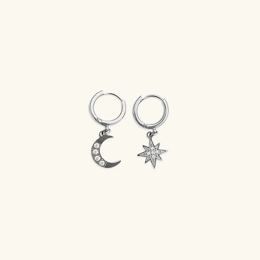 Gold-Plated CZ Celestial Huggie Earrings