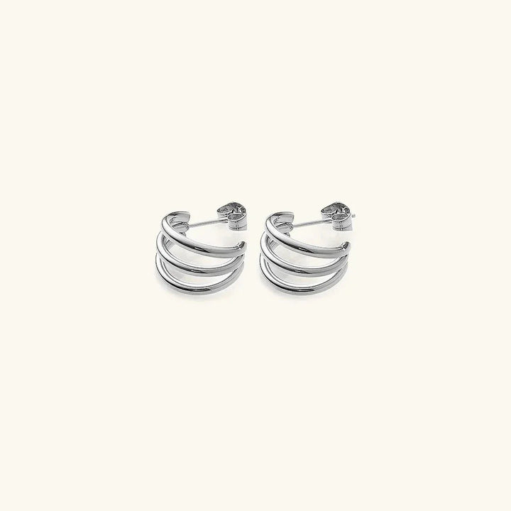 Gold-Plated Hoop Earrings Women Triple Band