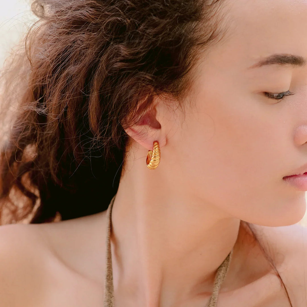 Gold-Plated Chunky Huggie Earrings for Women