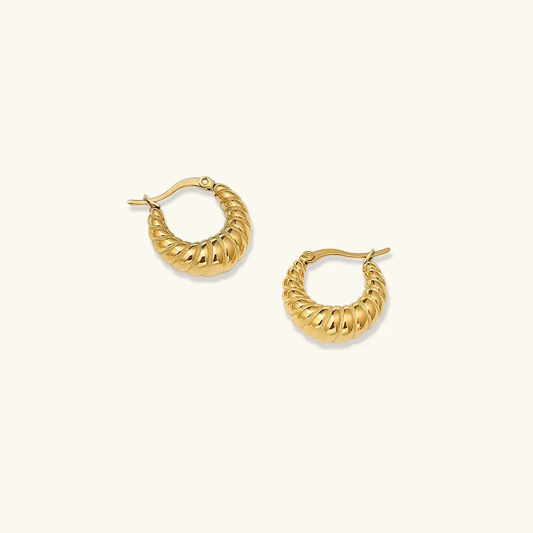 Gold-Plated Stainless Steel Croissant Hoop Earrings for Women