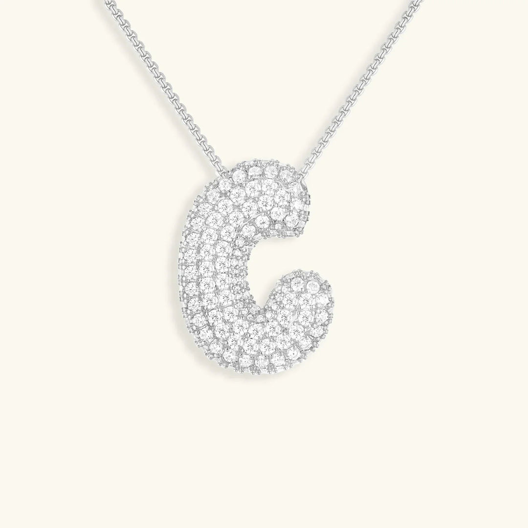 Gold-Plated Bubble Initial Diamond Necklace