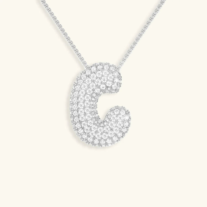 Gold-Plated Bubble Initial Diamond Necklace