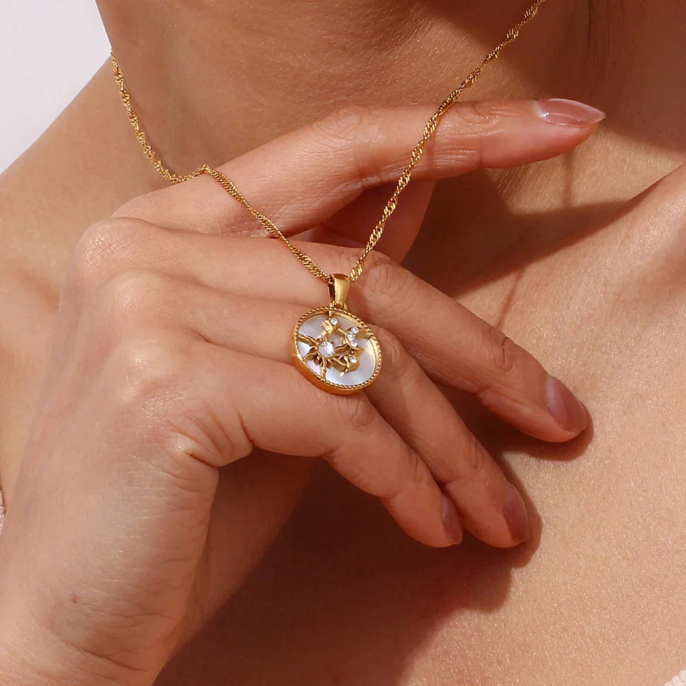Gold-Plated Celestial Pendant Necklace For Women