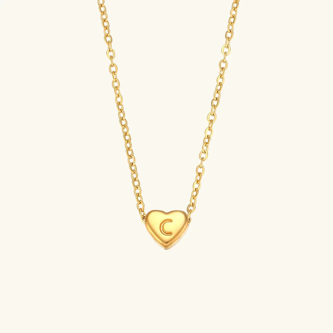 Gold-Plated Heart Initial Necklace