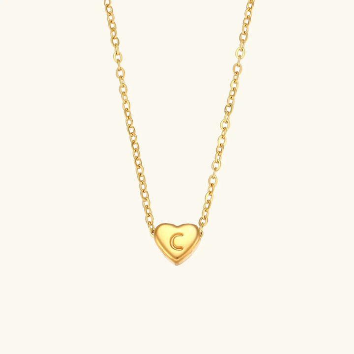 Gold-Plated Heart Initial Necklace