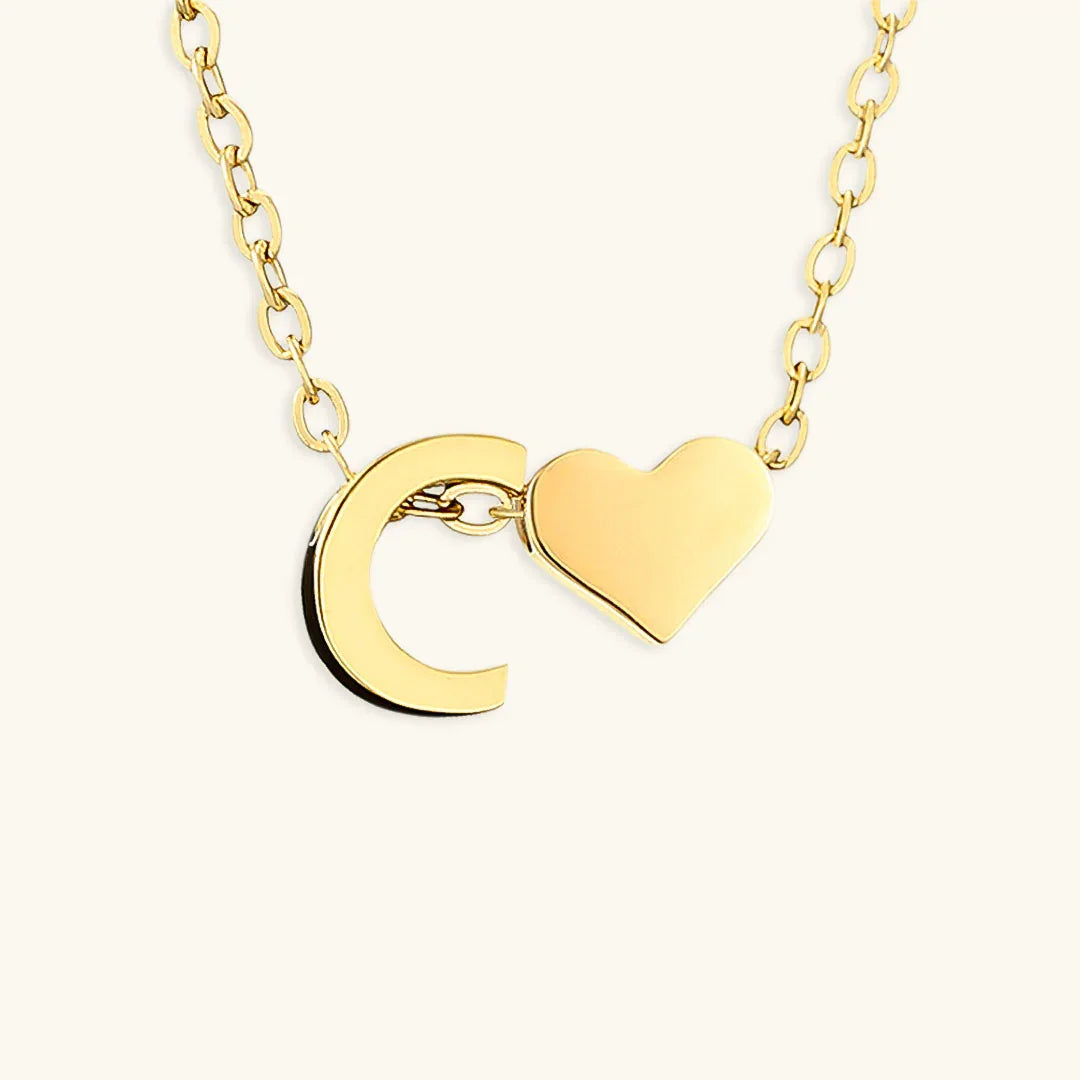 Gold-Plated Initial Heart Pendant Necklace