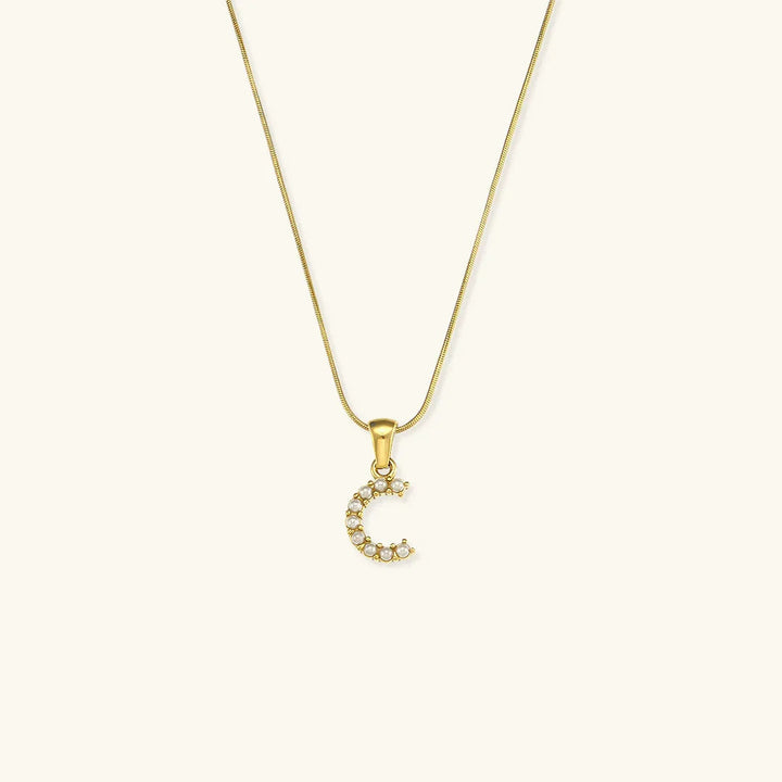 Gold-Plated Initial Letter Necklace with Freshwater Pearls