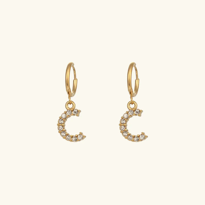 Gold-Plated Initial Letter Earrings with Diamond Simulants