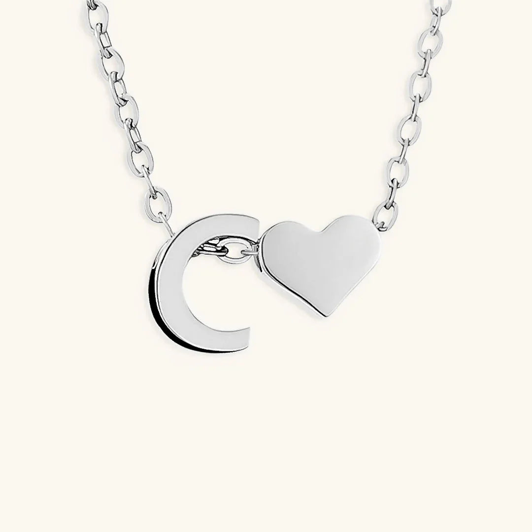 Gold-Plated Initial Heart Pendant Necklace