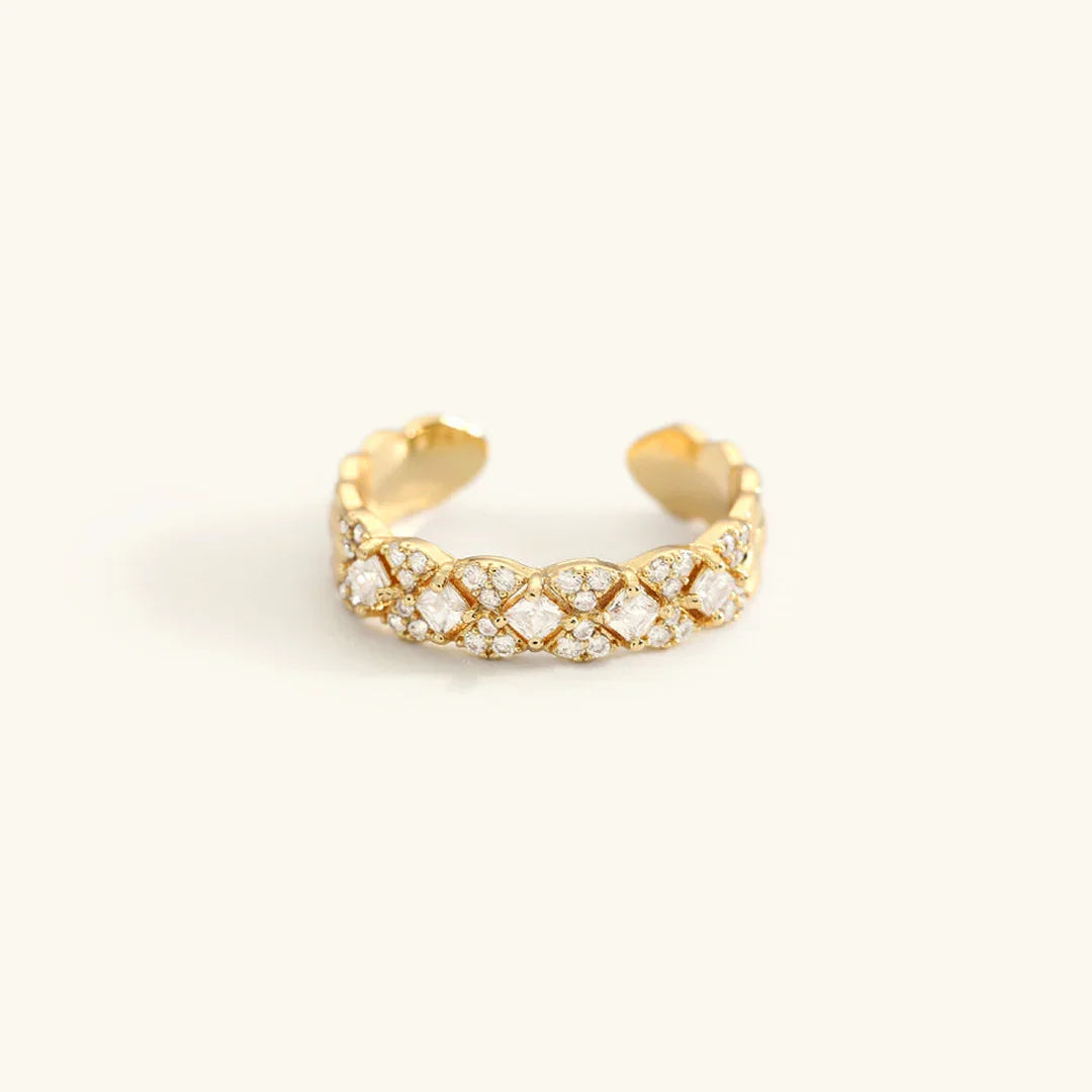 Gold-Plated CZ Open Patterned Ring