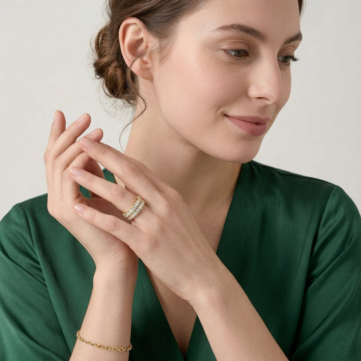 Gold-Plated CZ Statement Ring for Women