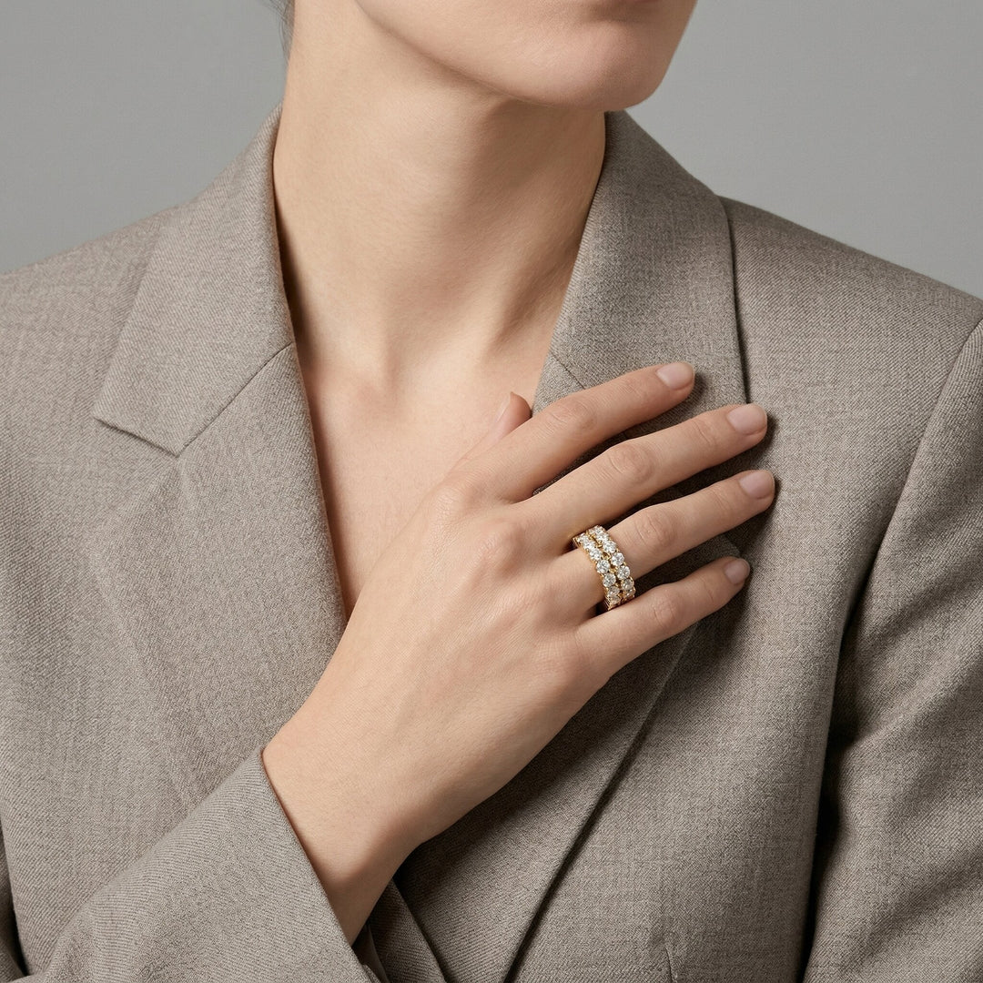Gold-Plated CZ Statement Ring for Women