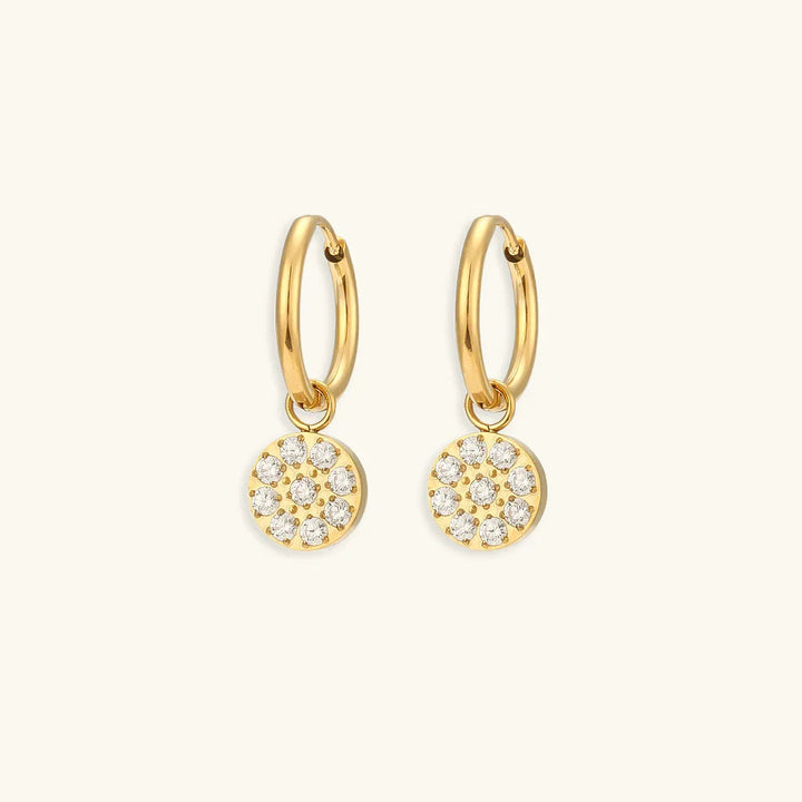 Gold-Plated Diamond Drop Hoop Earrings For Women