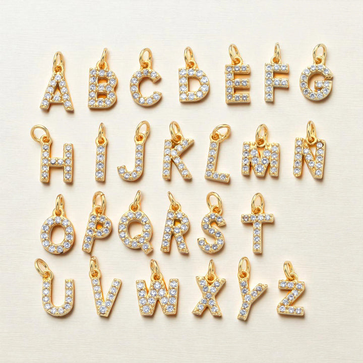 Gold Plated Cubic Zirconia Initial Charm Bracelet