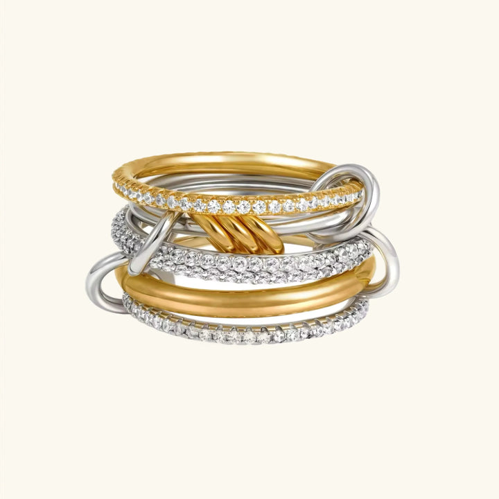 Gold-Plated Stacked Diamond Ring