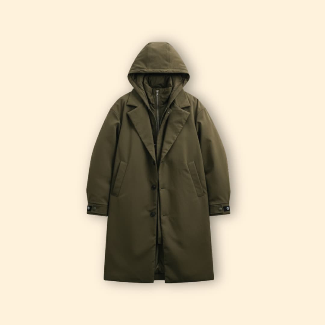 Men’s Long Coat with Lapel Collar