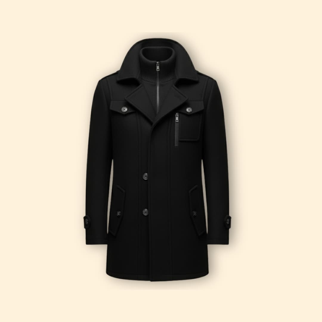Men’s Coat with Layered Closure