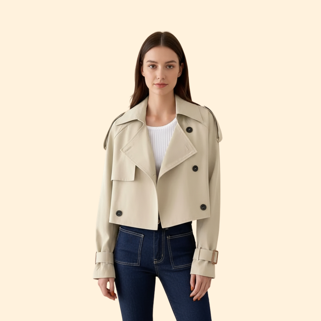 Cropped Belted Trench Coat