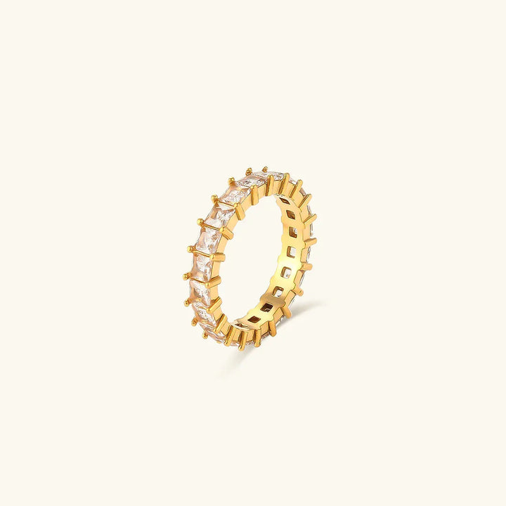 Gold-Plated CZ Band Ring For Women