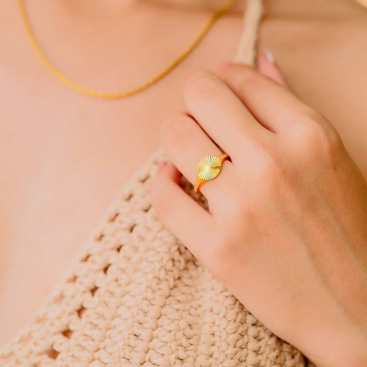 Minimalist Gold-Plated Signet Ring for Women