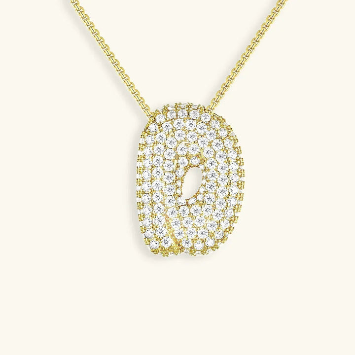 Gold-Plated Bubble Initial Diamond Necklace
