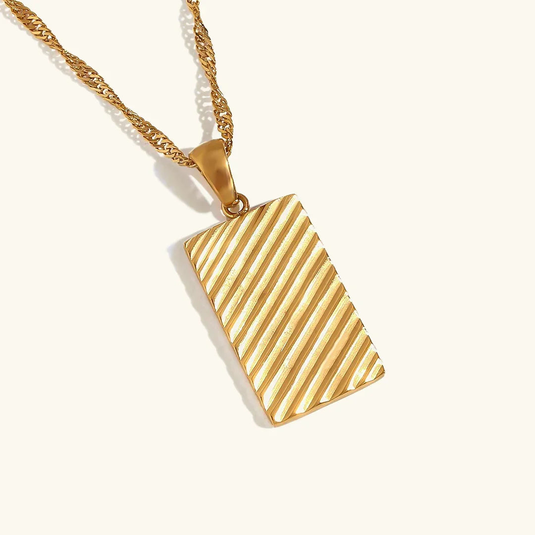 Gold-Plated Rectangular Pendant Necklace For Women