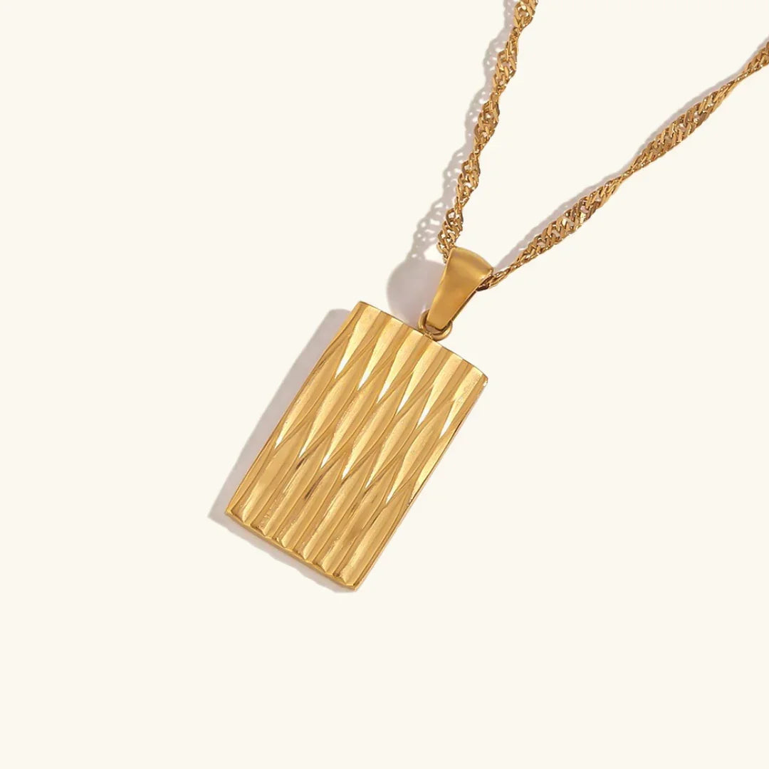 Gold-Plated Rectangular Pendant Necklace For Women