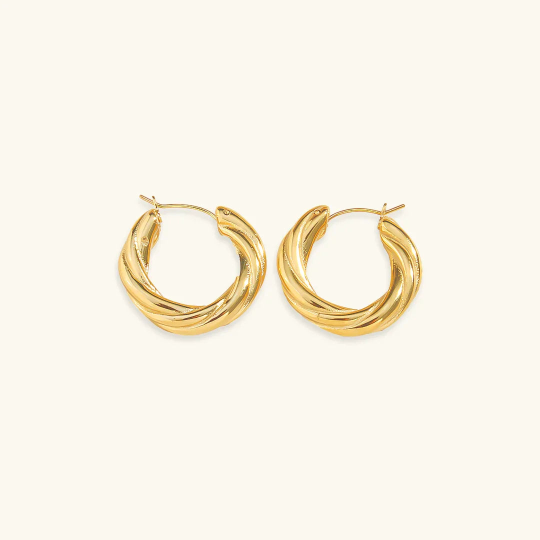 Gold-Plated Twisted Hoop Earrings for Women