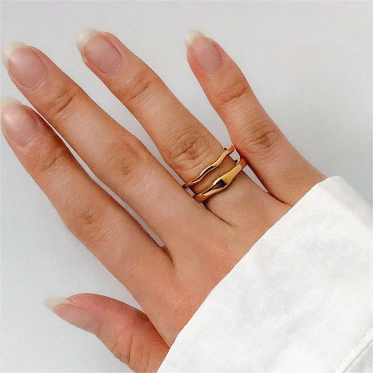 Gold-Plated Stackable Ring Set for Women