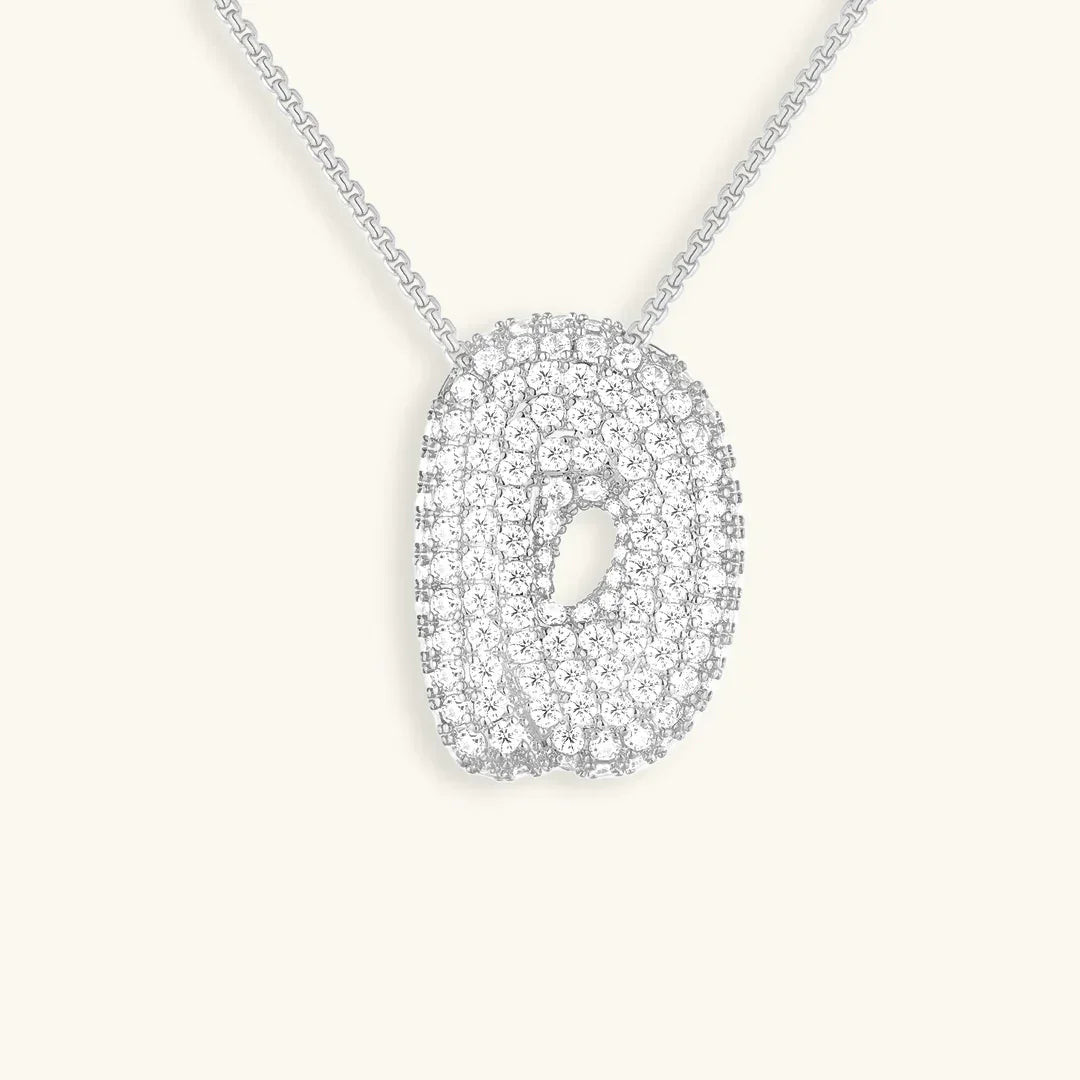 Gold-Plated Bubble Initial Diamond Necklace