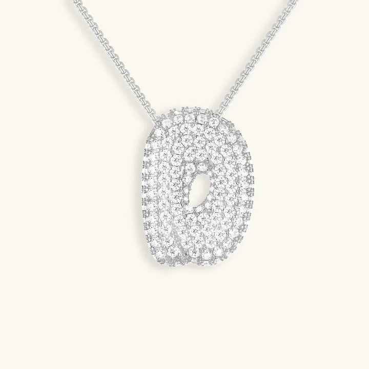 Gold-Plated Bubble Initial Diamond Necklace