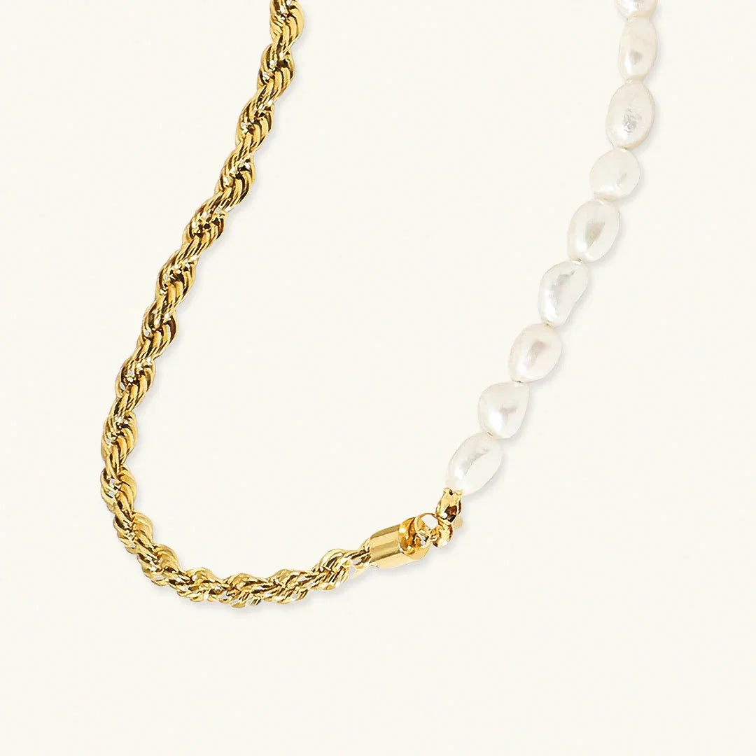 Statement Gold-Plated Faux Pearl Chain Necklace for Women