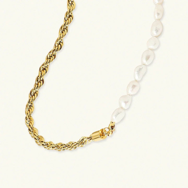 Statement Gold-Plated Faux Pearl Chain Necklace for Women