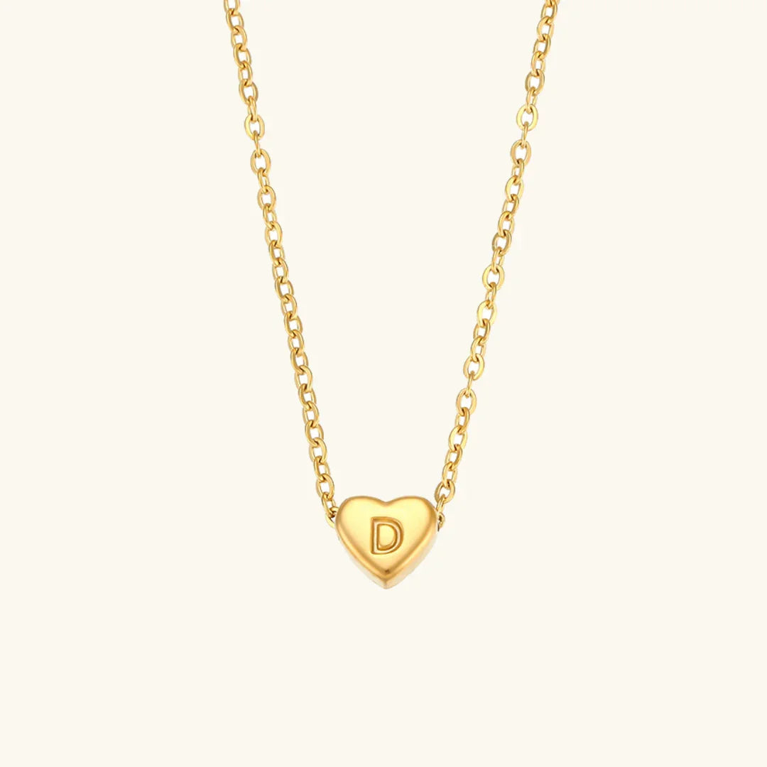 Gold-Plated Heart Initial Necklace