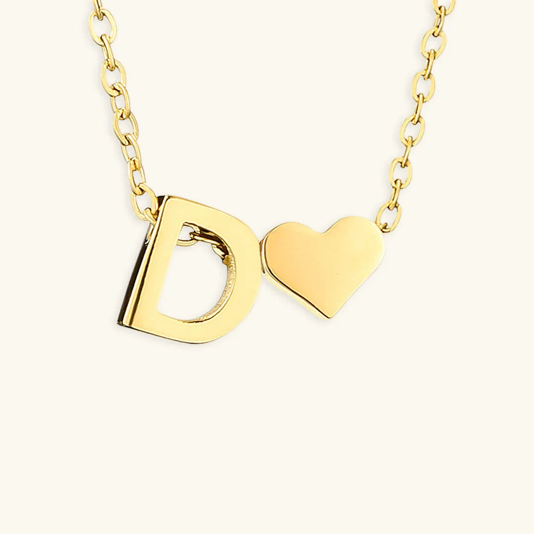 Gold-Plated Initial Heart Pendant Necklace