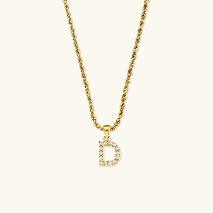 Gold-Plated Initial Letter Necklace with Freshwater Pearls
