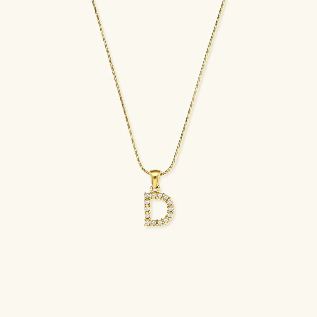 Gold-Plated Initial Letter Necklace with Freshwater Pearls