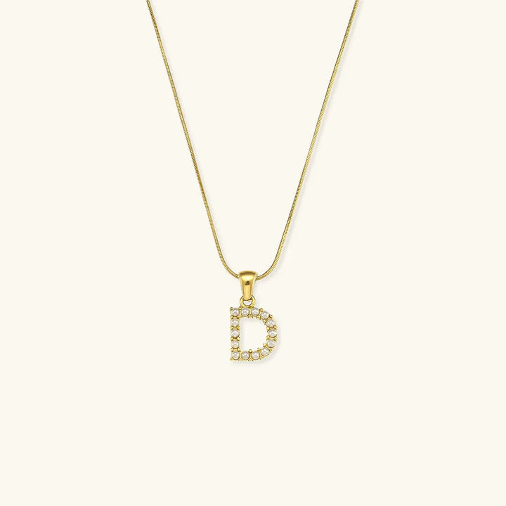 Gold-Plated Initial Letter Necklace with Freshwater Pearls