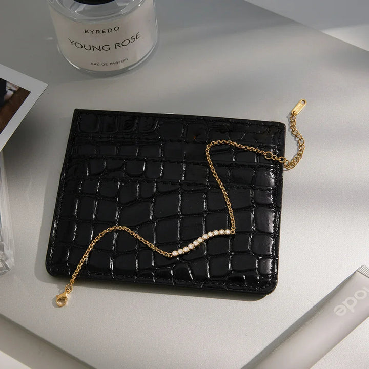Dainty Gold-Plated Cubic Zirconia Chain Bracelet Women