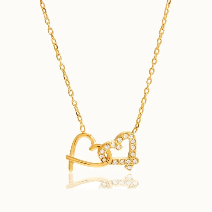 Gold-Plated Cubic Zirconia Heart Pendant Necklace for Women