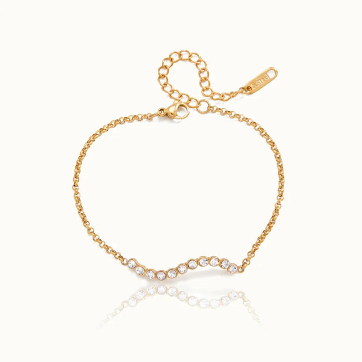 Dainty Gold-Plated Cubic Zirconia Chain Bracelet Women