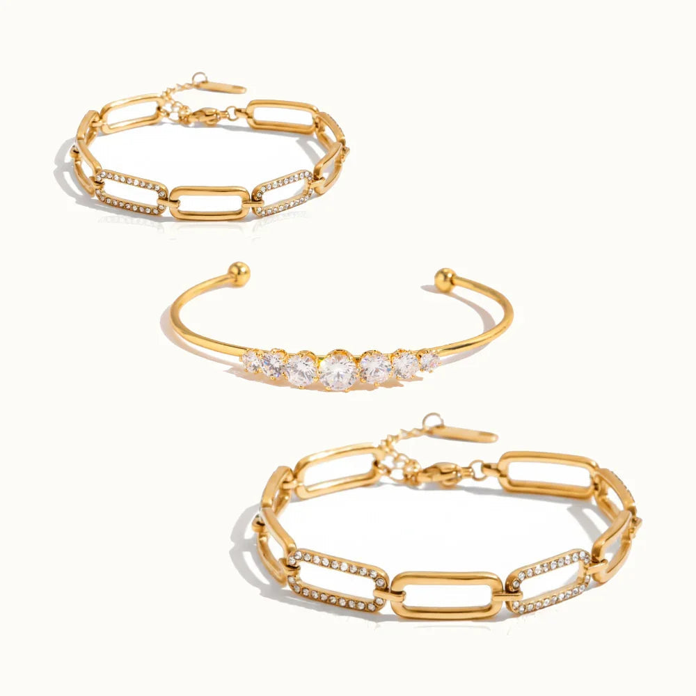 Gold-Plated CZ Essential Bracelet for Women