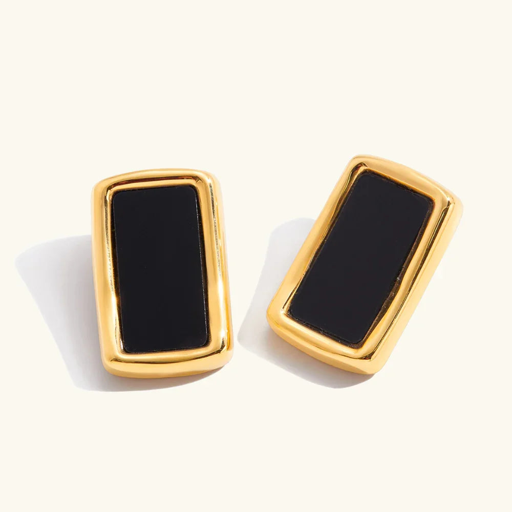 Gold Plated Geometric Enamel Earrings
